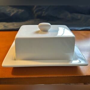 European Ceramic White Butter Dish